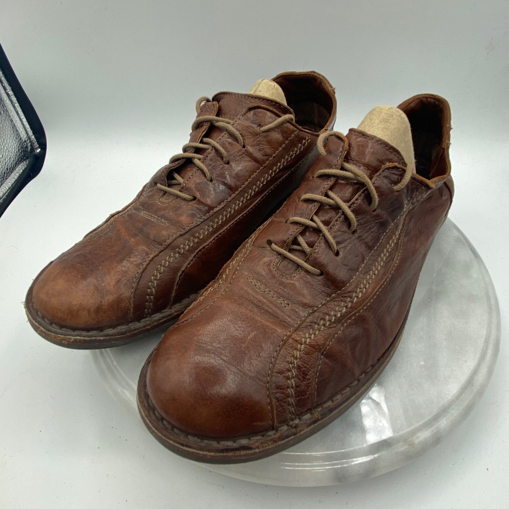Bata Mens 42 Leather Oxford Shoes Brown Made in Italy 8270 Lace Up Casual Dress